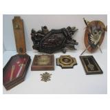 Large Lot of Vintage Medieval Wall Decor - Including Plaque w/Removeable Swords