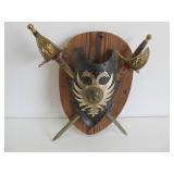 Large Lot of Vintage Medieval Wall Decor - Including Plaque w/Removeable Swords