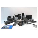 Estate Lot w/Vintage Film Cameras Lenses etc