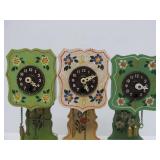 3 Vintage West German Miniature Handpainted Grandfather Clocks - Approx 9' tall