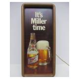 Large Working Vintage MILLER High Life Lighted Beer Sign 'It's Miller Time'
