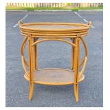 Mid Century Rattan / Tiki Style Oval Bar w/Oval Tray Top