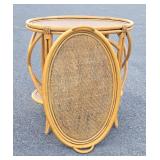 Mid Century Rattan / Tiki Style Oval Bar w/Oval Tray Top