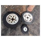 Pair of 4 hole 12' Trailer Tires and small tire