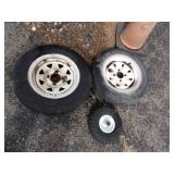 Pair of 4 hole 12' Trailer Tires and small tire