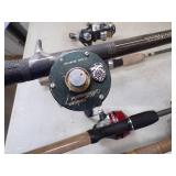 4 Rods and Reels and Minnow Bucket