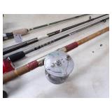 4 Rods and Reels and Minnow Bucket