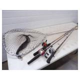 3 Rods and Reels and Fish Net
