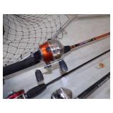 3 Rods and Reels and Fish Net