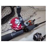 3 Rods and Reels and Fish Net