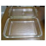 Stainless steel bowls (2), Pyrex ba...