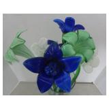 Handblown glass flowers (8) in tall...