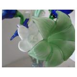 Handblown glass flowers (8) in tall...