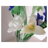Handblown glass flowers (8) in tall...