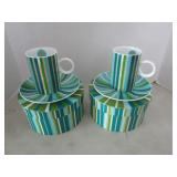2 Round hat boxes with cup and ...