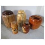 5 wooden vases (wood is mulberry, b...