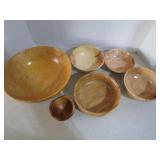 6 wooden bowls 11 largest bowl (w...