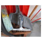 Handled tools, shovels, mop, (2) dr...