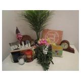 Home sweet home, clock, candles, ba...