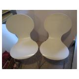 2 white chairs (floor to top of bac...