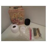 Crochet needles, thread and coaster...