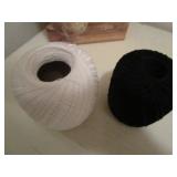 Crochet needles, thread and coaster...