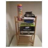 Wooden stand, towels, shammies, Swi...