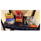 Small Black Plastic Utility Shelf & Tools