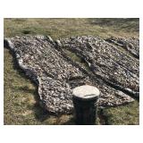 4 - Pieces of Camouflage Netting and 1 5 Gallon Pail with Padded Seat