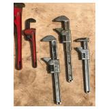 Lot of 7 Pipe / Monkey Wrenches