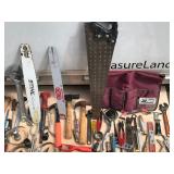 Large Lot of Tools - Chalk Boxes - Chainsaw Bars & Chains - Saws - Pry Bars - Crescent Wrenches - Staplers - Filter Wrenches - Hammers & More