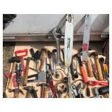Large Lot of Tools - Chalk Boxes - Chainsaw Bars & Chains - Saws - Pry Bars - Crescent Wrenches - Staplers - Filter Wrenches - Hammers & More