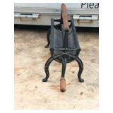 Newspaper Log Roller Cast Iron Frame Fireplace Tool Wood Handles