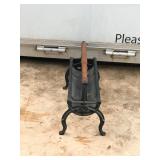 Newspaper Log Roller Cast Iron Frame Fireplace Tool Wood Handles