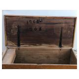 Vintage Wood Chest with Leather Handles on the Side