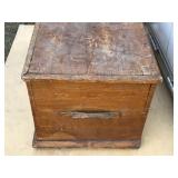 Vintage Wood Chest with Leather Handles on the Side