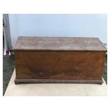 Vintage Wood Chest with Leather Handles on the Side