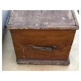 Vintage Wood Chest with Leather Handles on the Side