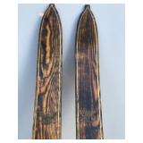 Set of Vintage Wooden Skii’s with Bamboo Poles