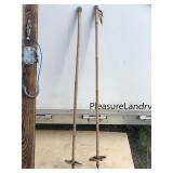 Set of Vintage Wooden Skii’s with Bamboo Poles