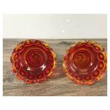 Vintage L. E. Smith Moon and Stars Candlestick Holders Amberina