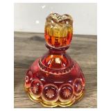 Vintage L. E. Smith Moon and Stars Candlestick Holders Amberina