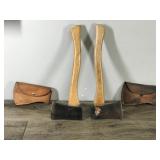 2 - Hatchets with Leather Protective Sheaths