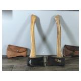 2 - Hatchets with Leather Protective Sheaths