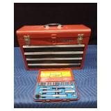 Craftsman toolbox with socket set and other tools