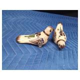 Pair of Mexican pottery birds (1 signed)