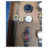Flat of watches (Cariole, Breitling, Mark XV, Timex, Armitron and more)