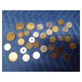 Foreign coins and tokens