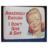 Metal and canvas signs