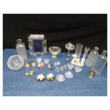 Salt & pepper shakers, crystal vases, vintage bottles, perfume bottles, crystal ring holders and more